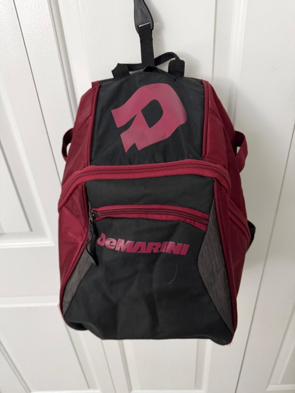 DeMarini Baseball Equipment Backpack Red Black - size of 11.5x9x17"